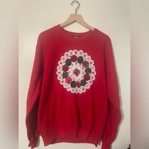 Rare. Vintage. One of a kind. Doily with bells. Christmas. Sweatshirt.